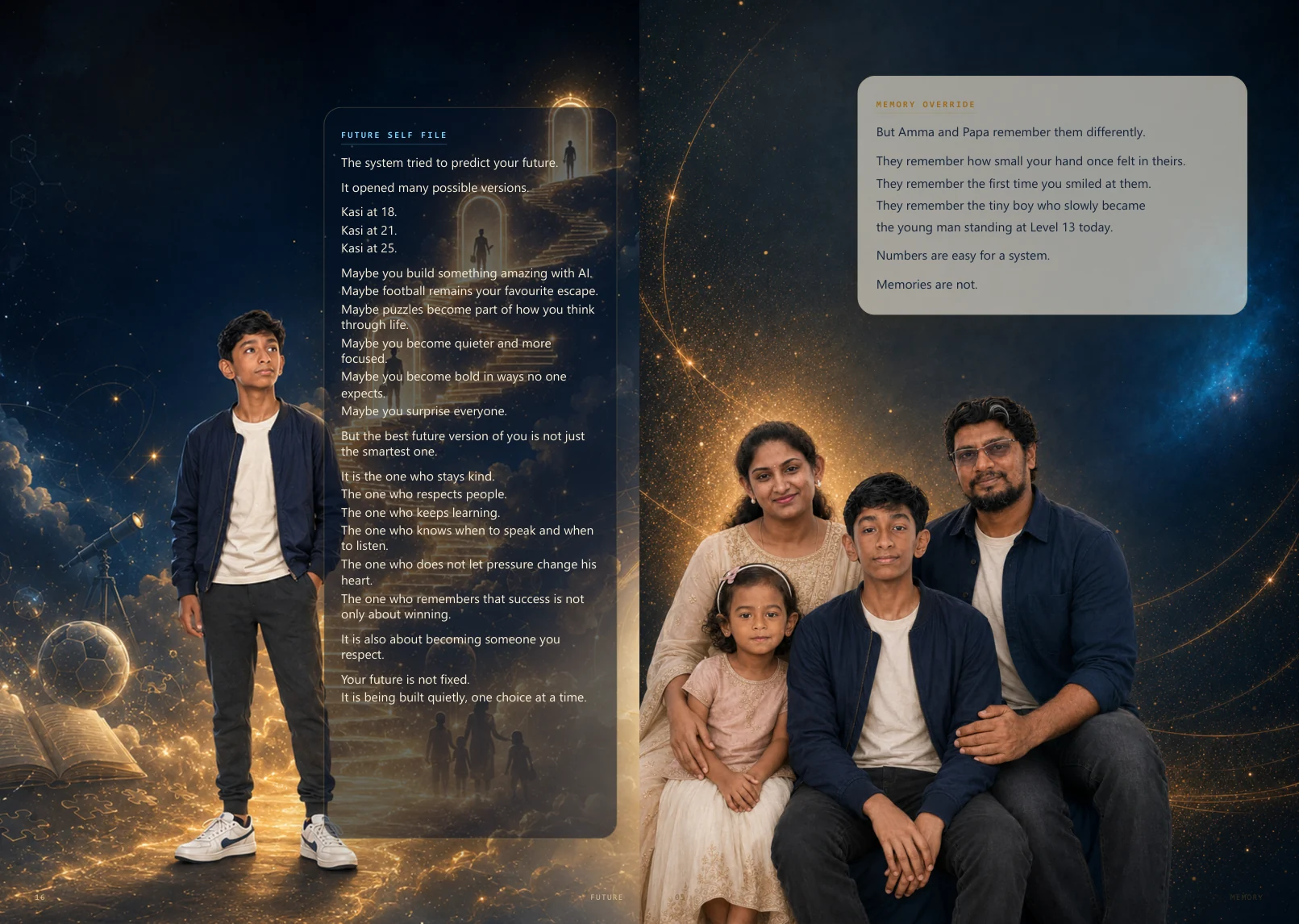 Complete book spread about the child's future and family memories