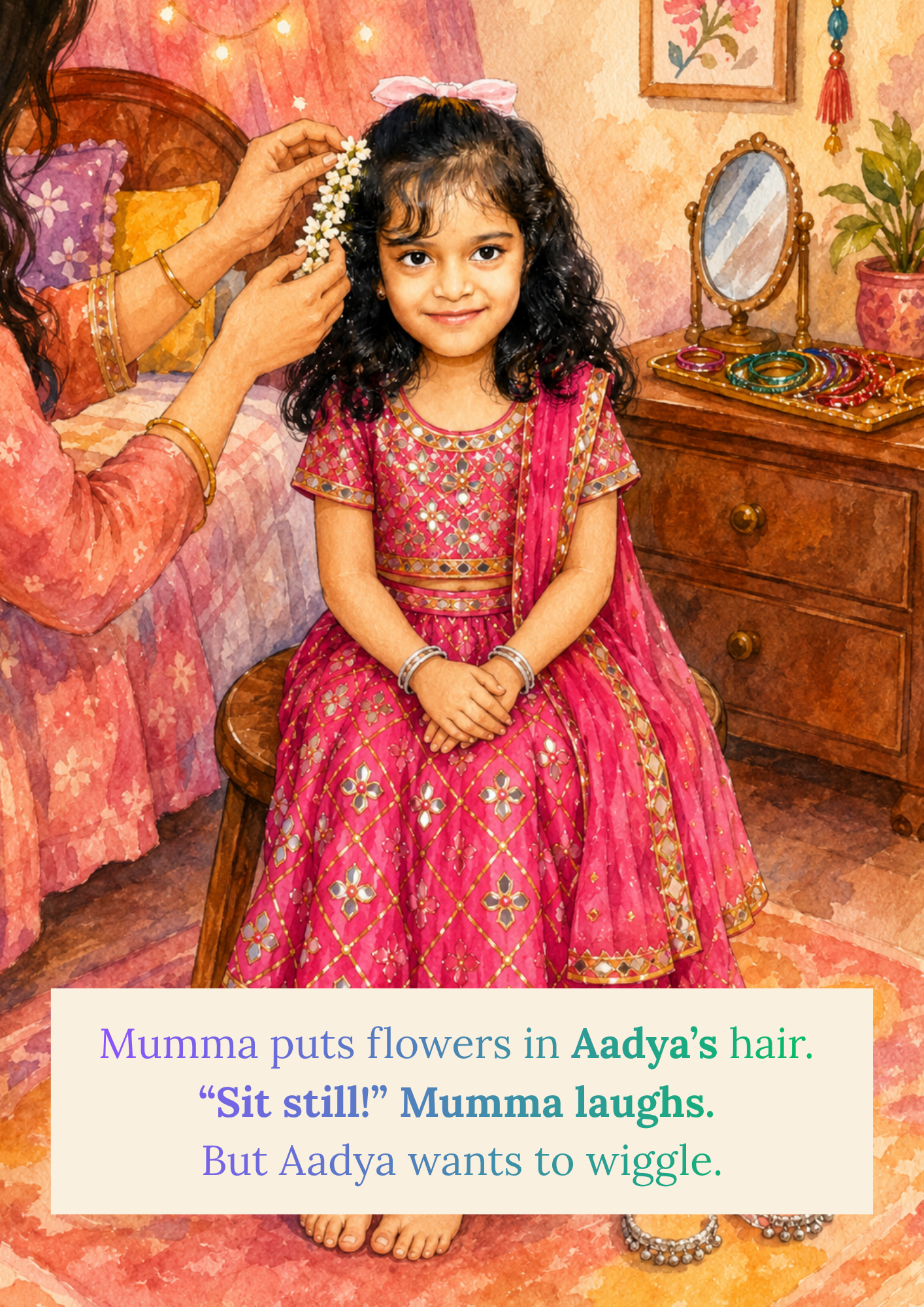 Preview page showing Aadya with flowers and festive birthday details