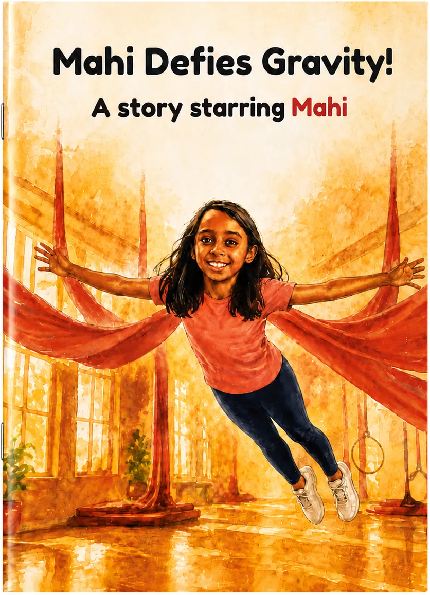 Mahi Defies Gravity personalised stapled book cover