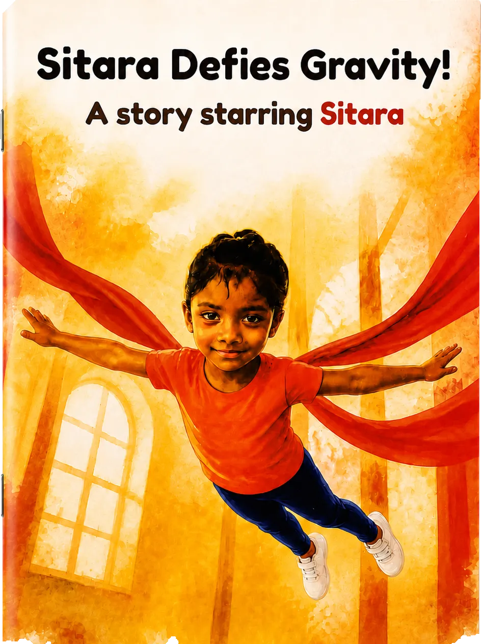 Sitara Defies Gravity personalised stapled book cover